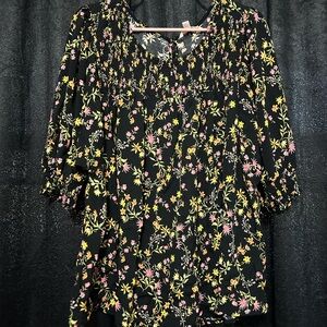Terra & Sky Black and Yellow floral Blouse